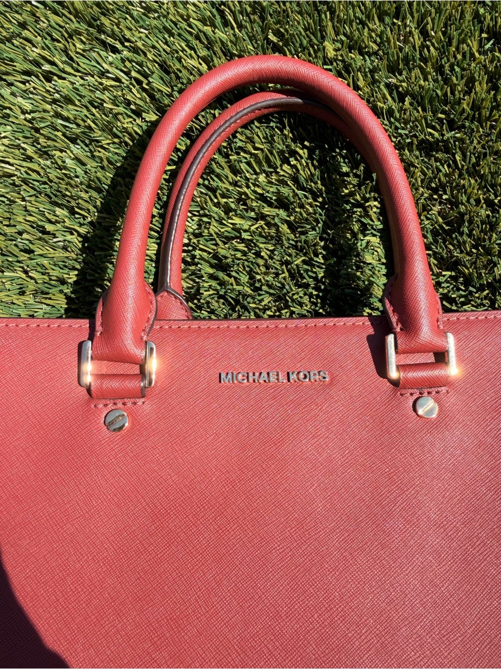 Michael Kors Brick Red Leather Satchel - Picture 5 of 6